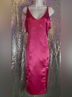 AMP Rose Violet Satin Slip Dress | Marilyn x Material Girl Energy | NWT | L Jrs